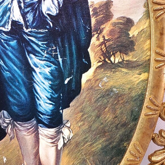 Vintage Italian Brass Ornate Gold Frame Renaissance Print Blue Boy - Picture 9 of 13